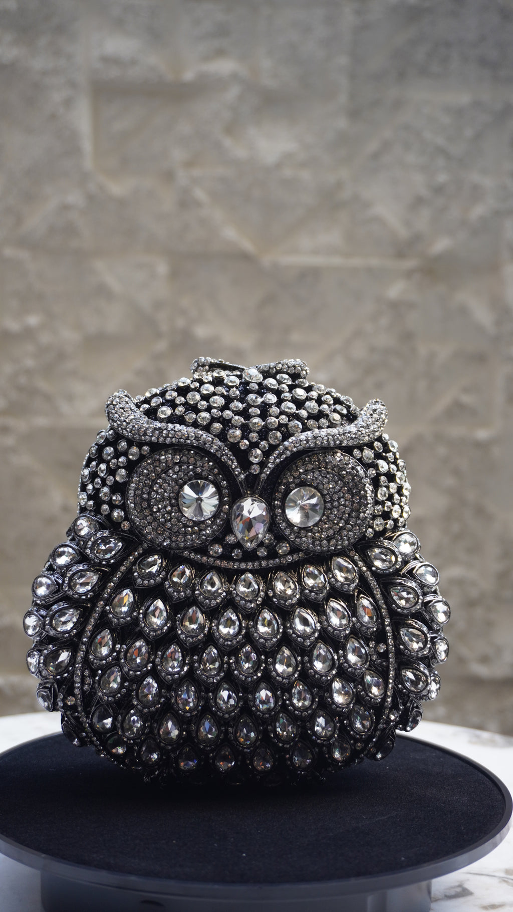 HER LABEL black Crystal Owl Handbag