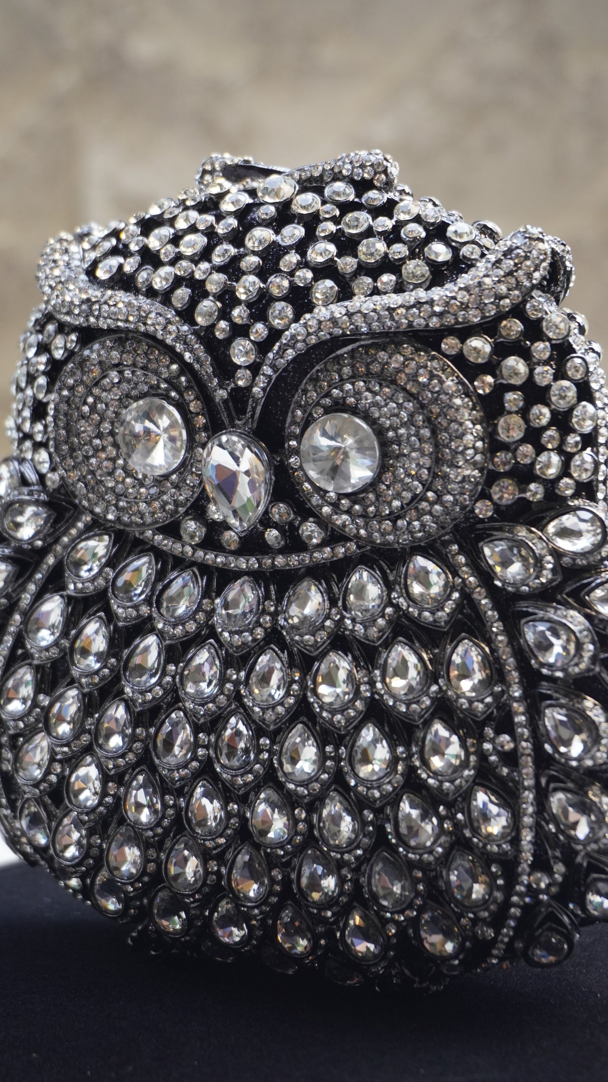 HER LABEL black Crystal Owl Handbag additional view