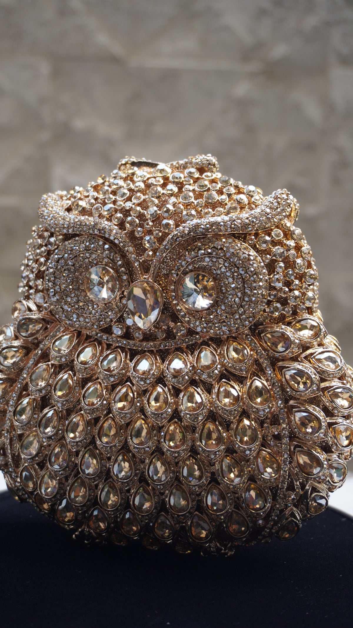 HER LABEL Golden Crystal Owl Handbag
