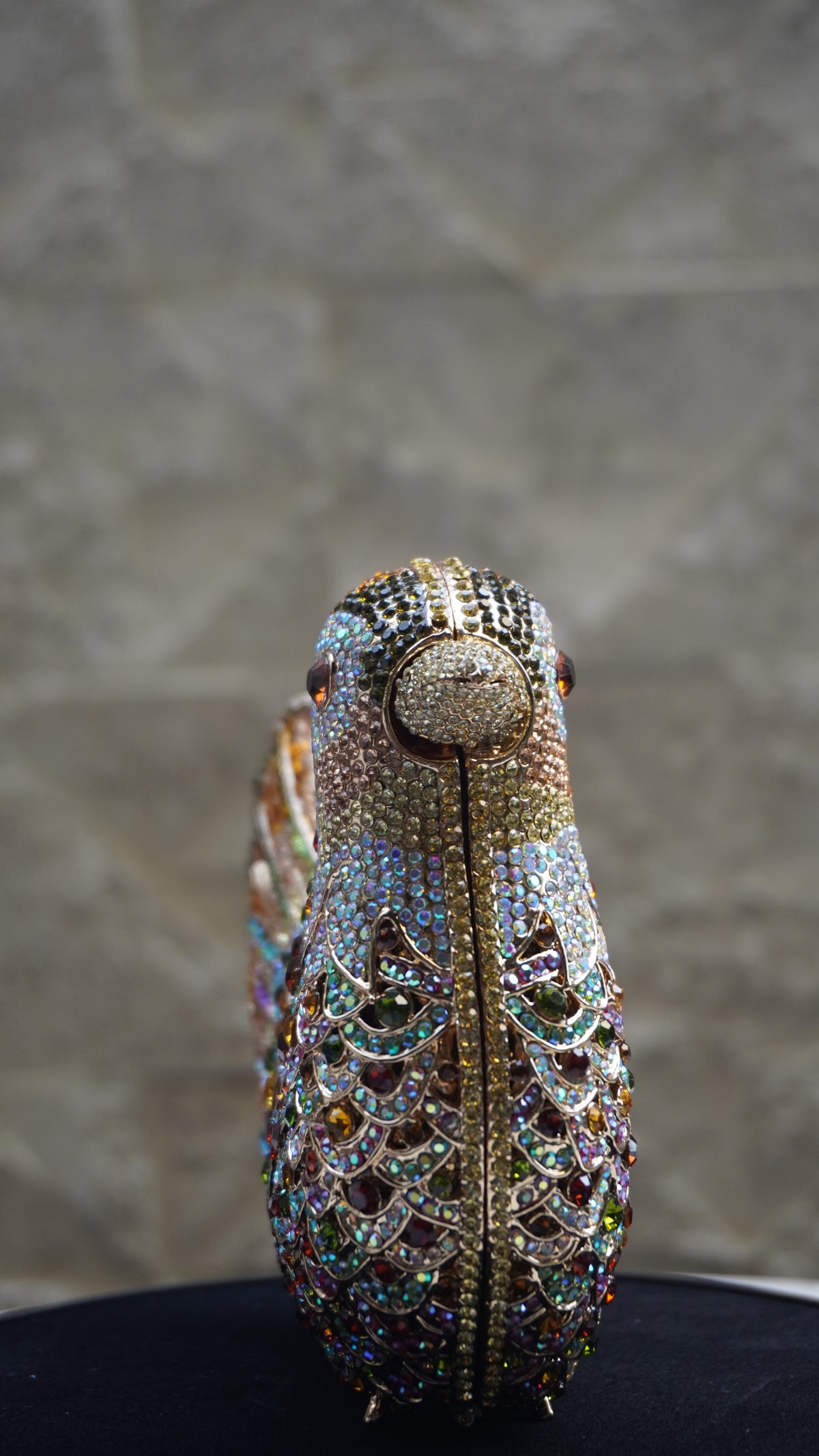 Golden and multicolour Crystal Bird Handbag additional view