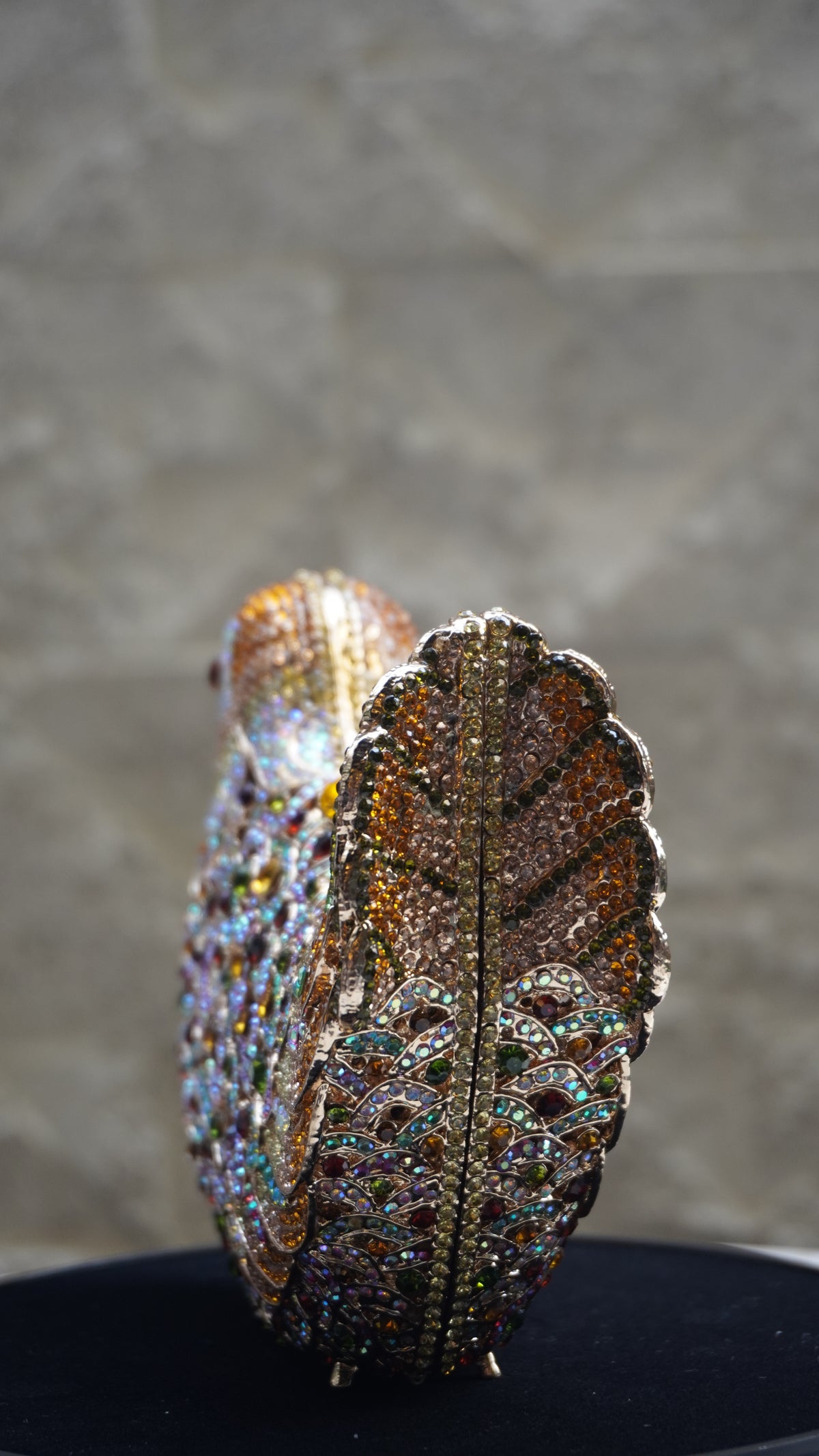 Golden and multicolour Crystal Bird Handbag additional view
