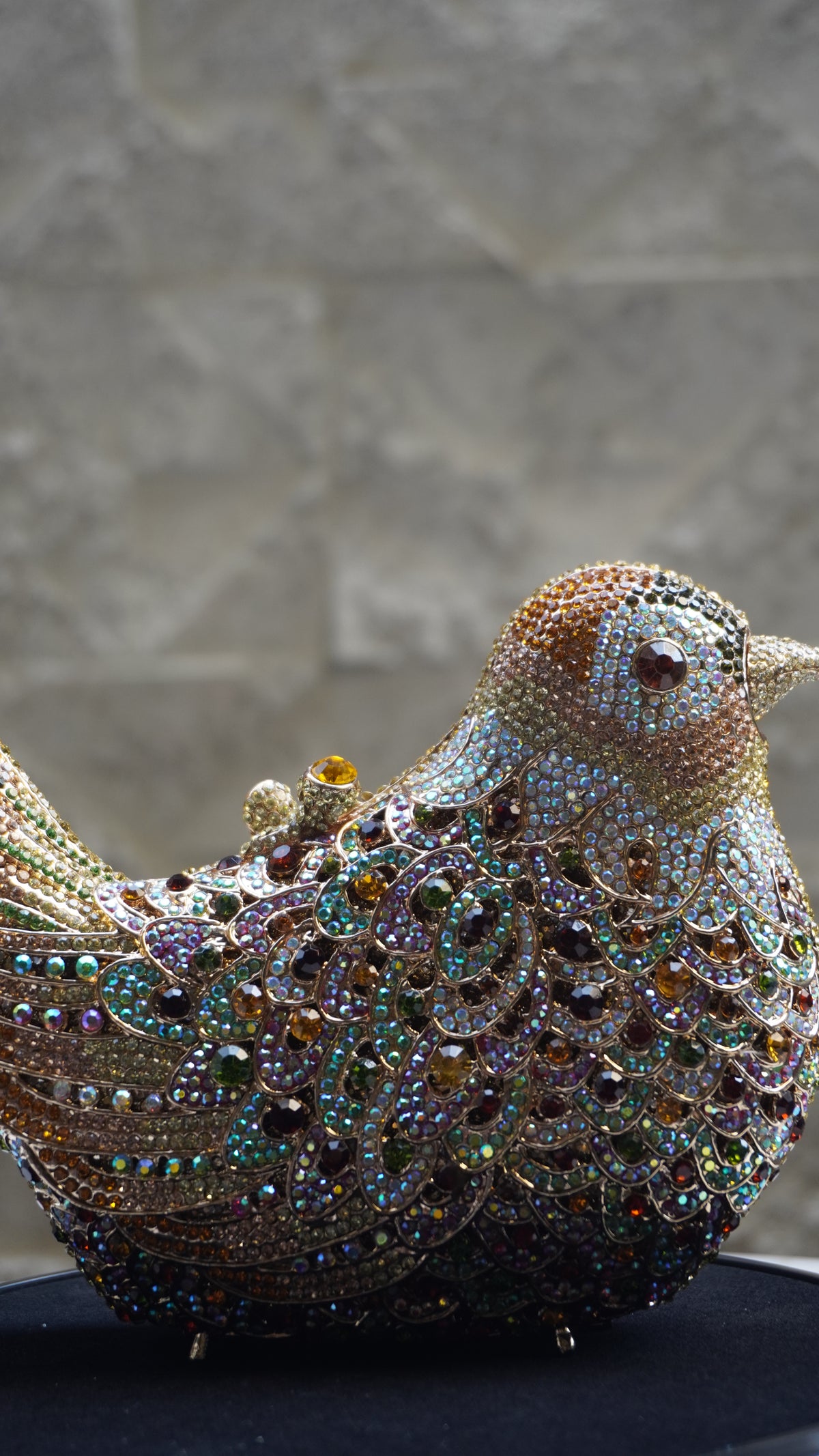 Golden and multicolour Crystal Bird Handbag additional view
