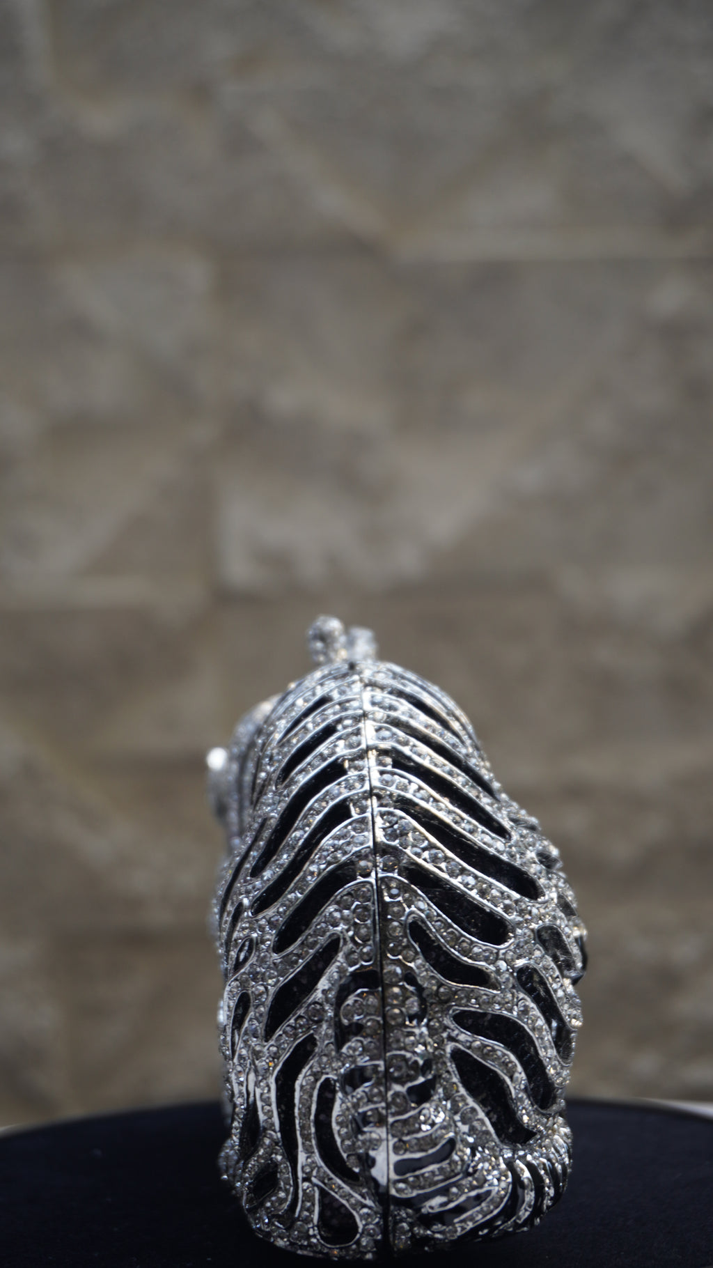 HER LABEL Silver Crystal Sitting Tiger Handbag additional view