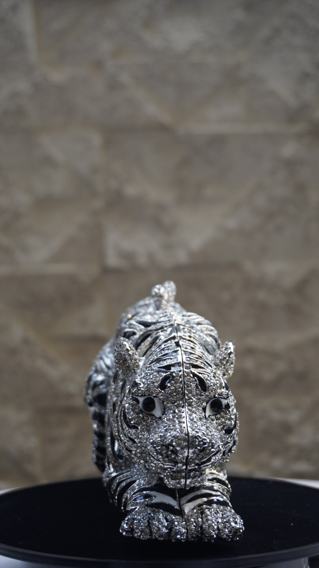 HER LABEL Silver Crystal Sitting Tiger Handbag additional view