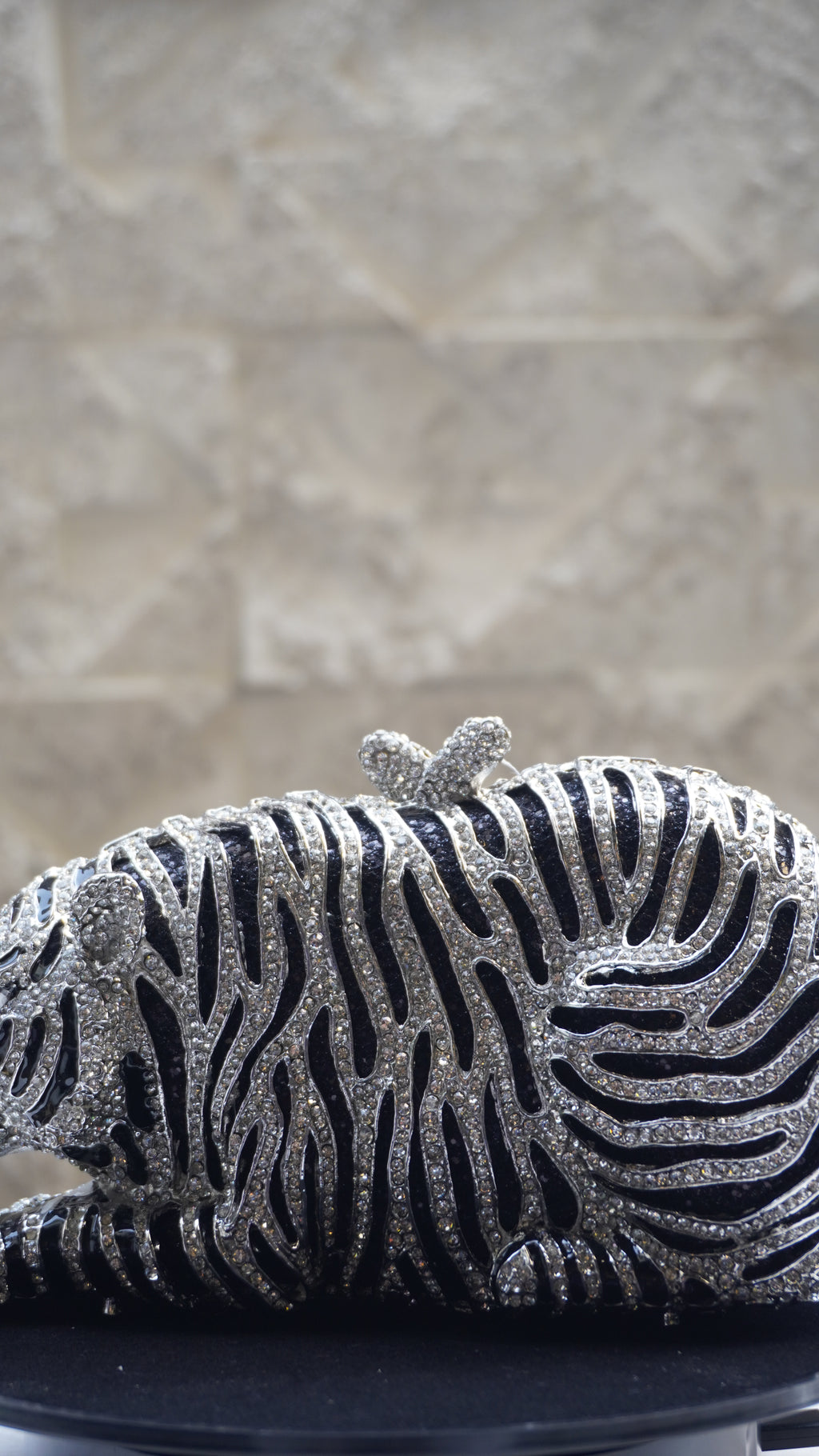 HER LABEL Silver Crystal Sitting Tiger Handbag additional view