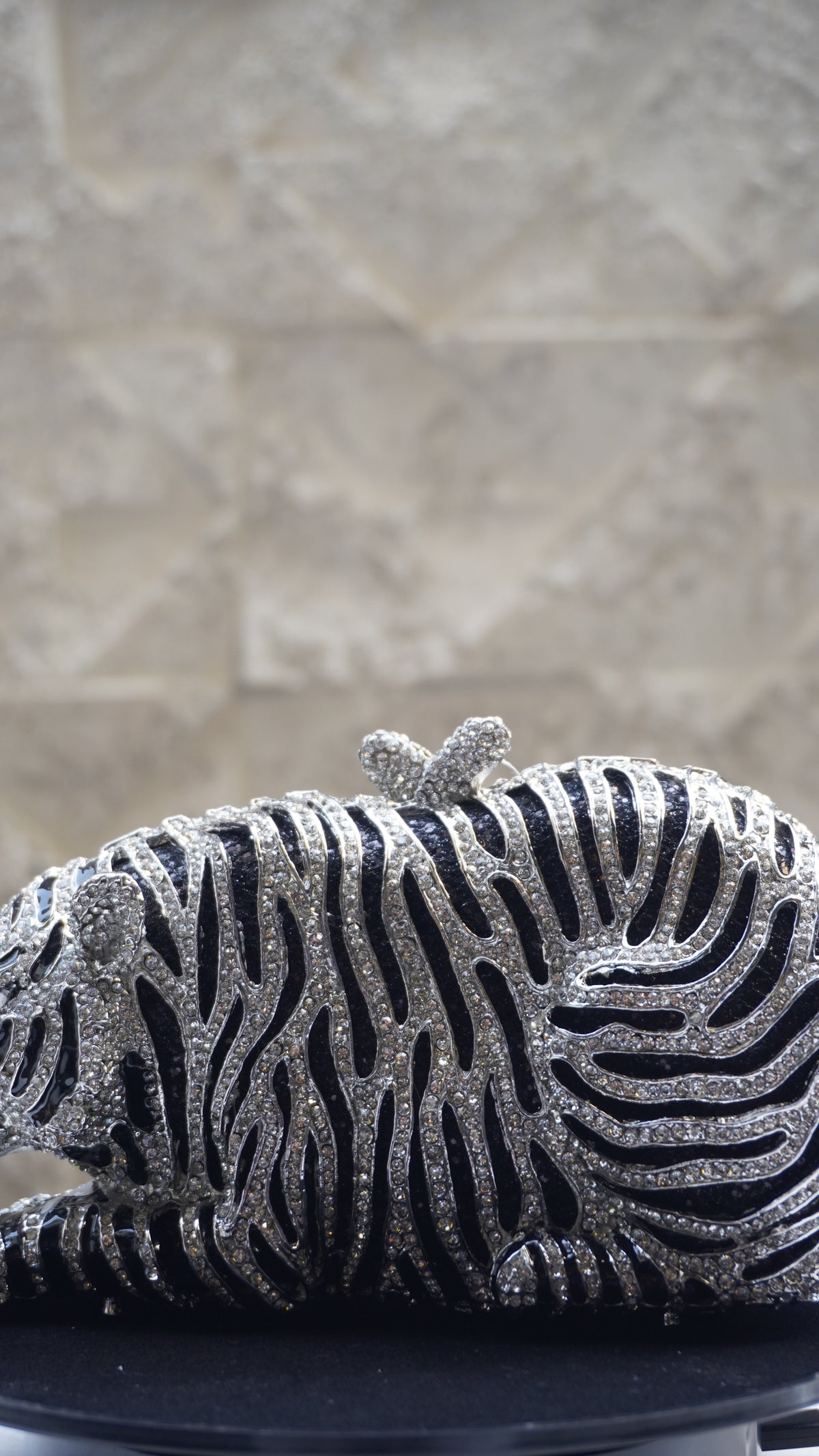 HER LABEL Silver Crystal Sitting Tiger Handbag additional view