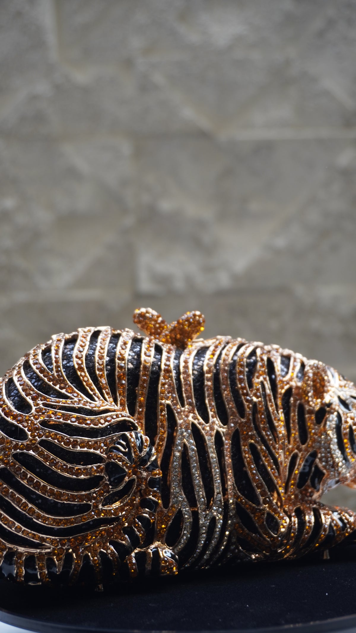 HER LABEL Golden Crystal Sitting Tiger Handbag additional view