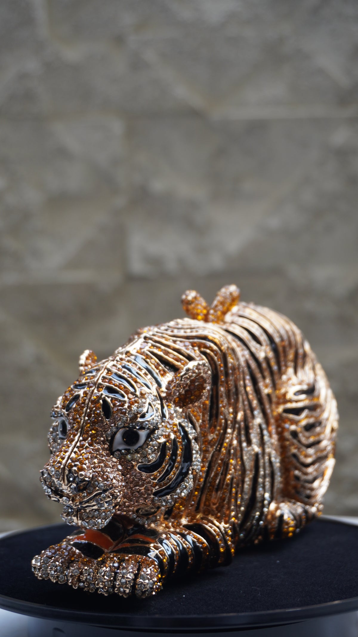 HER LABEL Golden Crystal Sitting Tiger Handbag additional view
