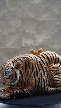 HER LABEL Golden Crystal Sitting Tiger Handbag