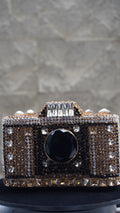 HER LABEL Golden Crystal Camera Handbag
