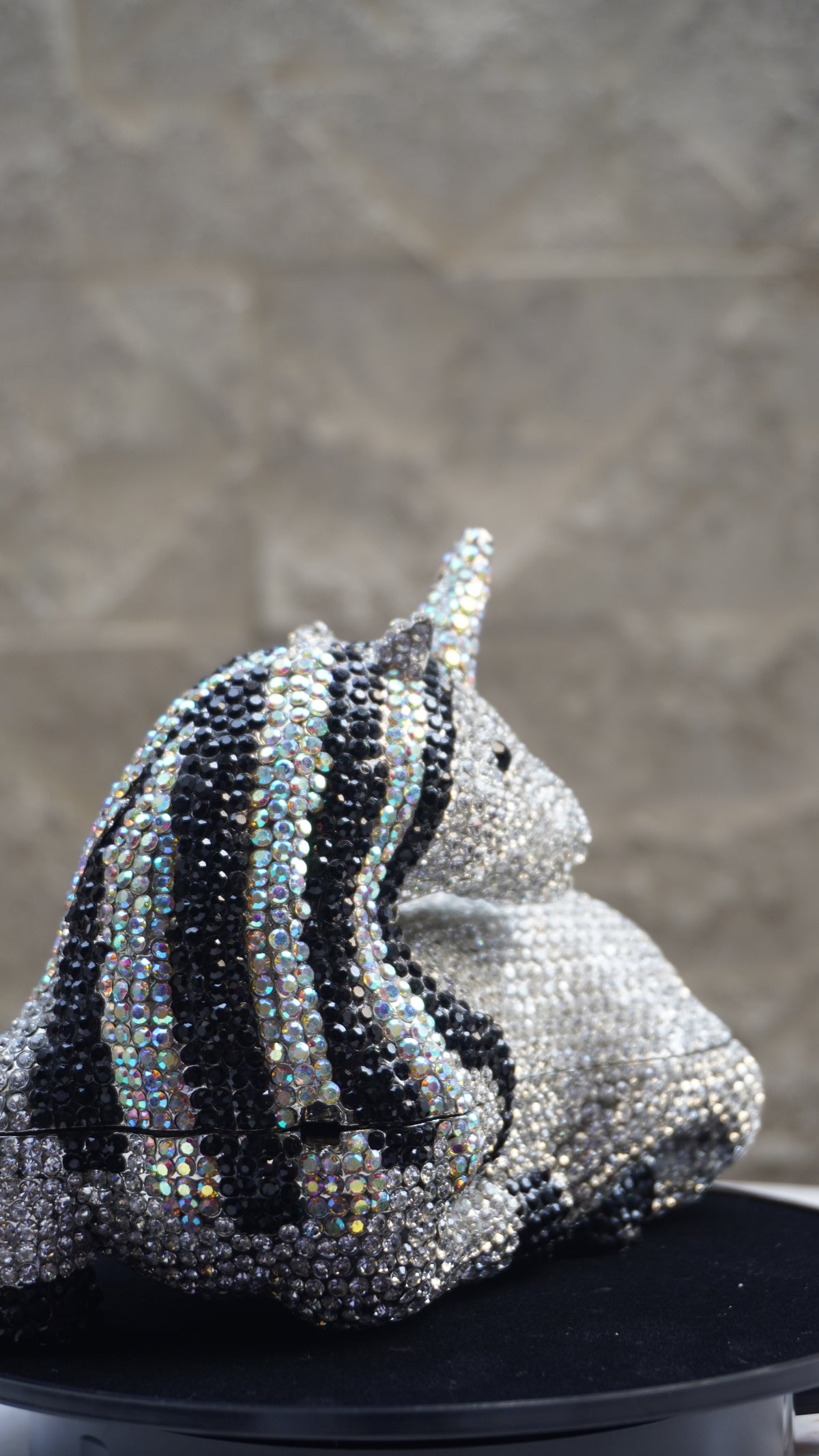 HER LABEL Silver and Black Crystal Unicorn Handbag additional view