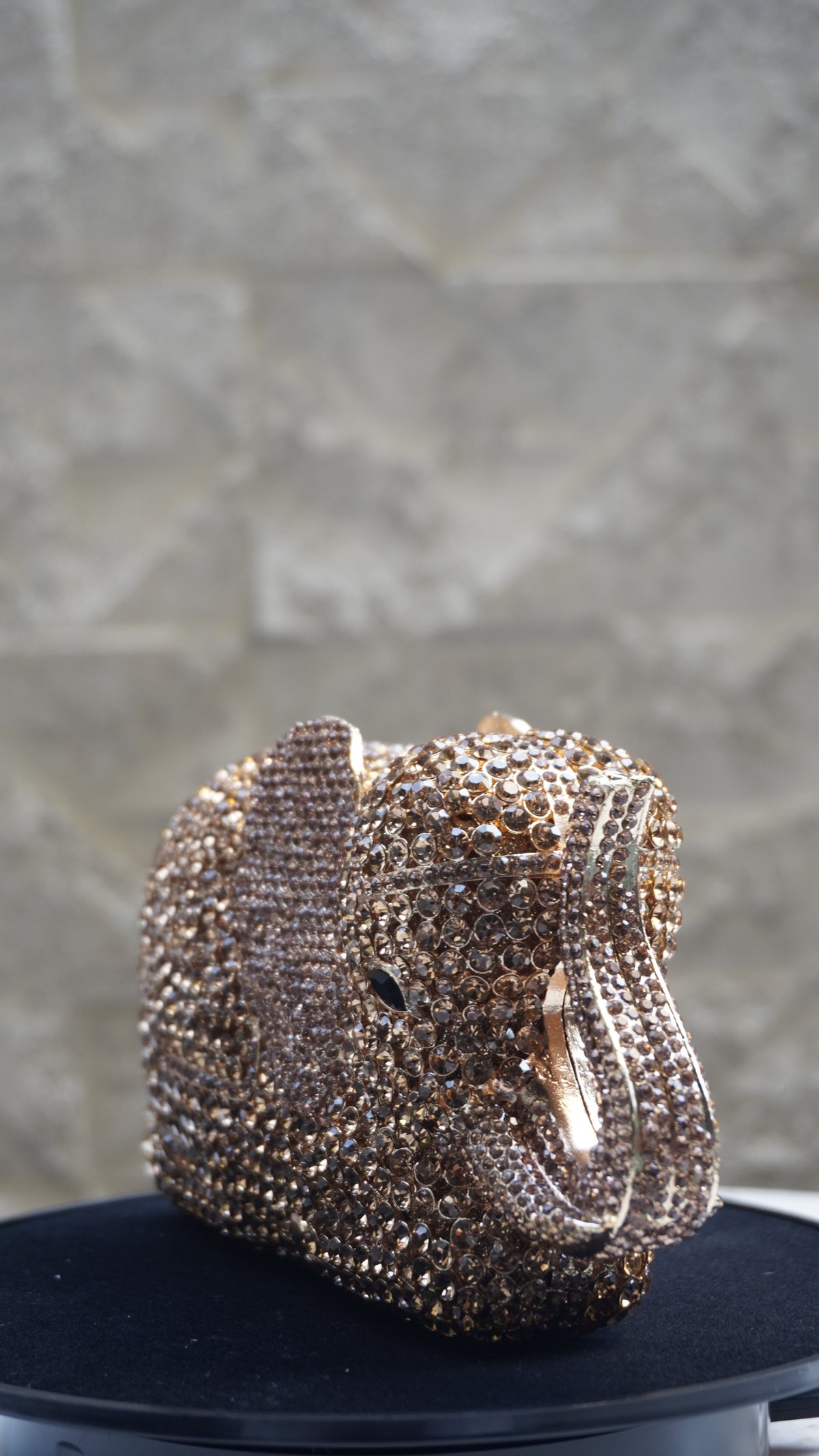 HER LABEL Golden Crystal Elephant Handbag