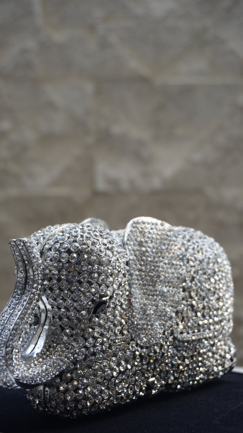 HER LABEL Silver Crystal Elephant Handbag