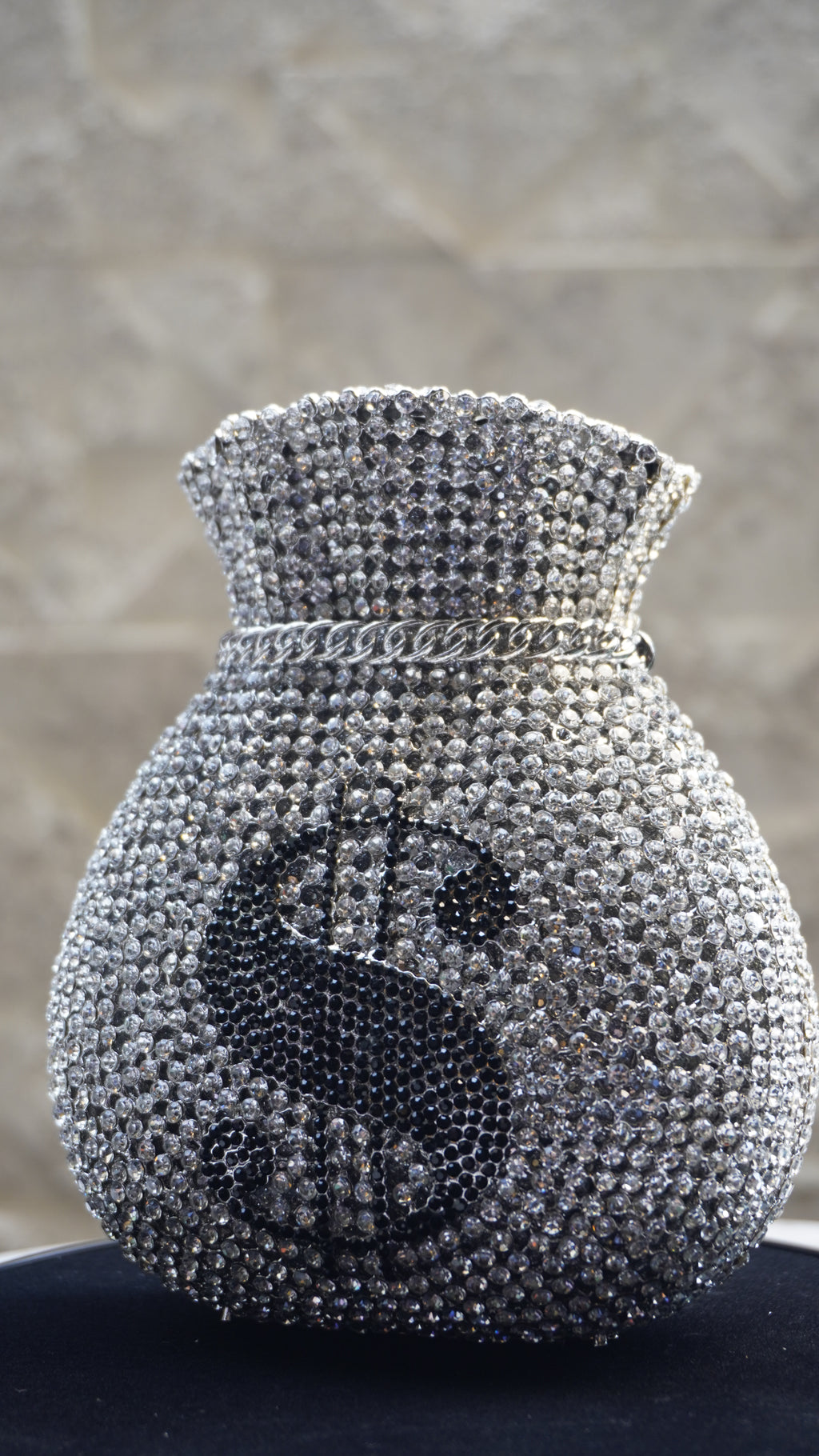 HER LABEL Silver Dollar Crystal Potli