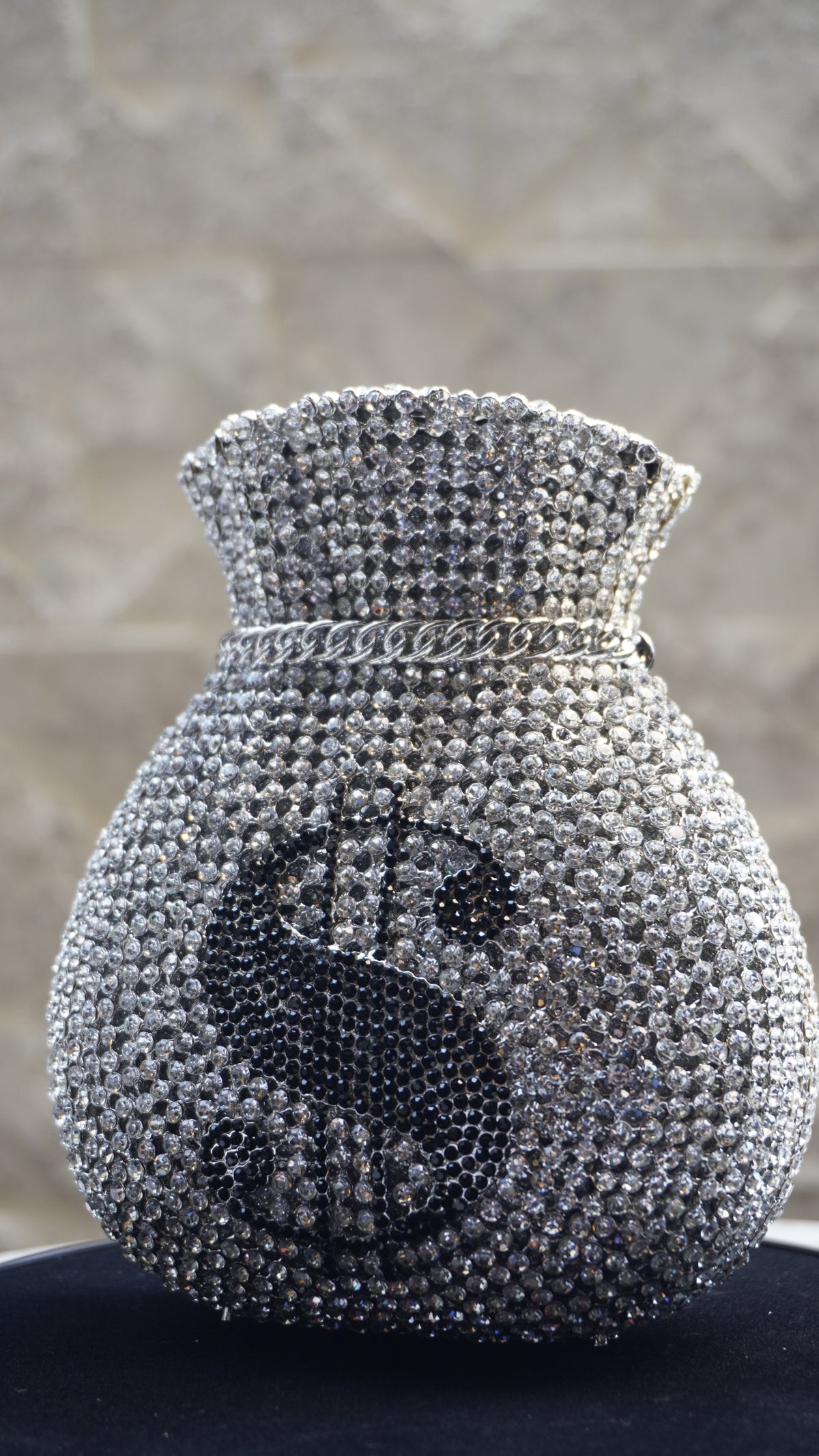 HER LABEL Silver Dollar Crystal Potli