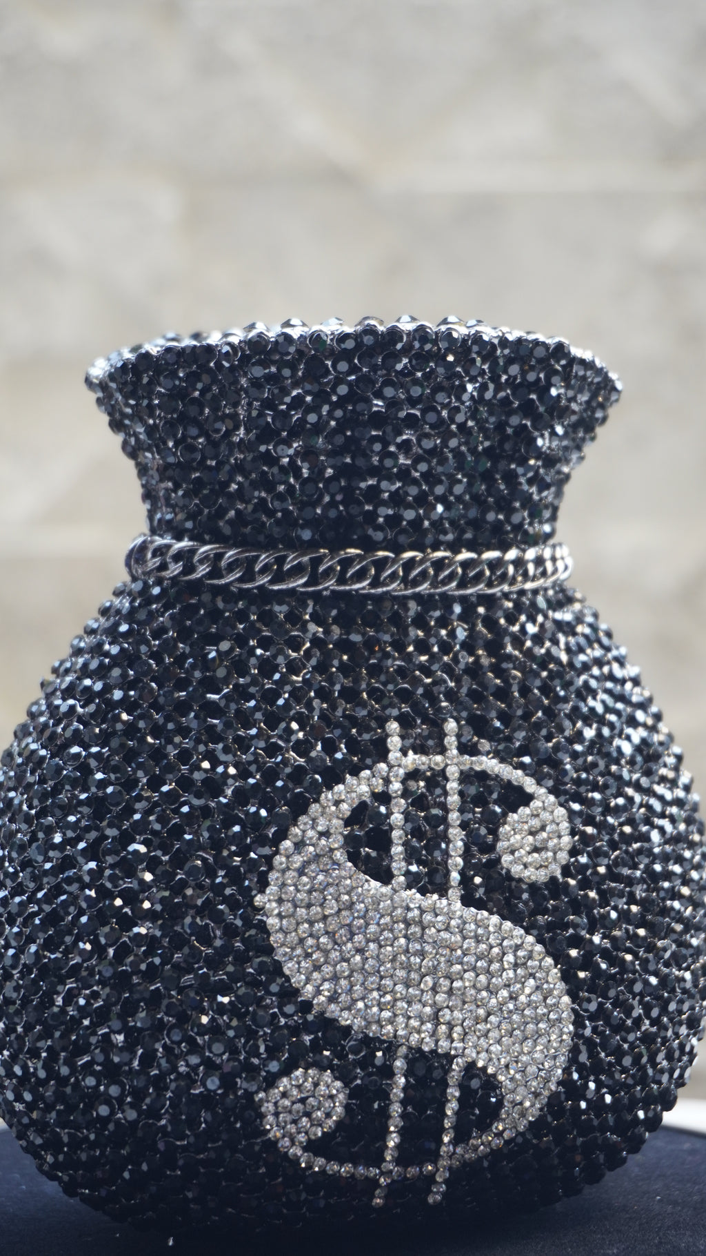 HER LABEL Black Dollar Crystal Potli