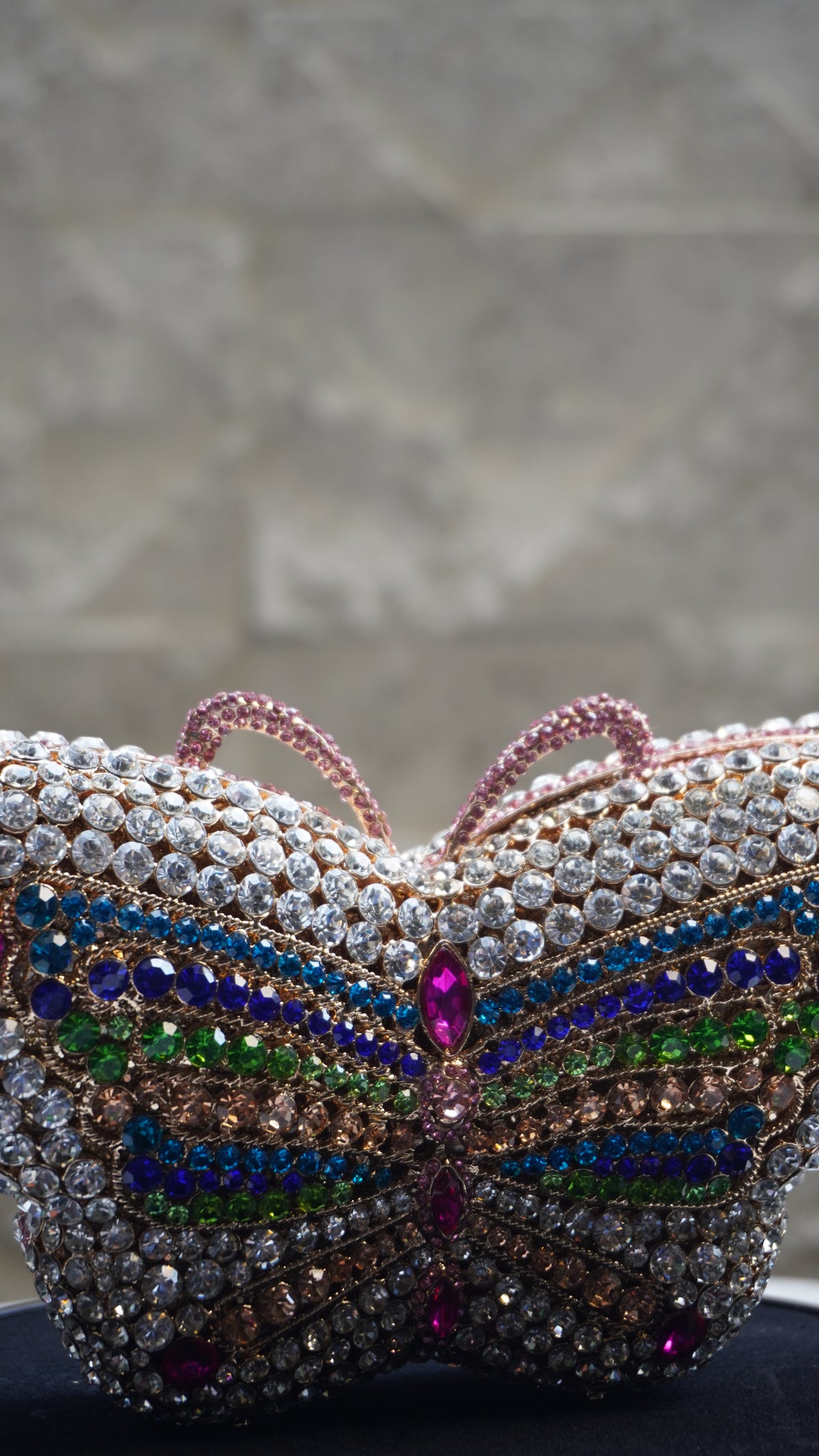 HER LABEL Multicolour Crystal Butterfly Handbag angled view