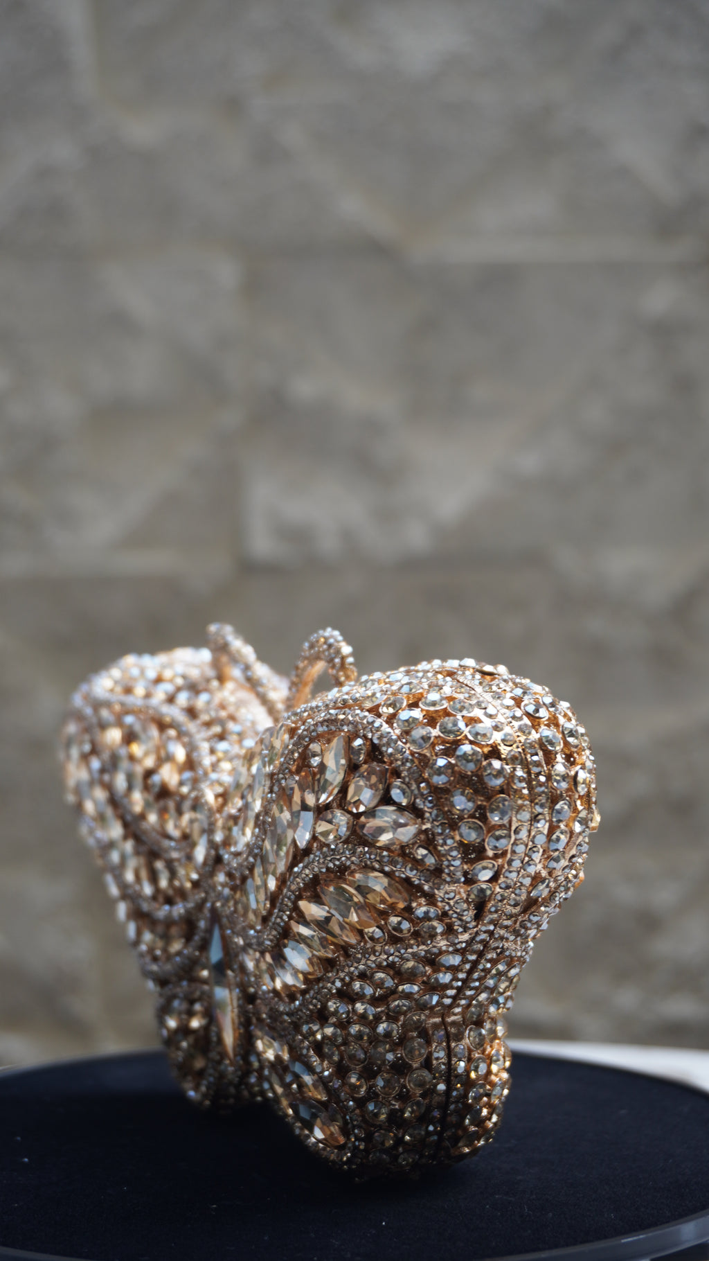 HER LABEL Golden Crystal Butterfly Handbag front detail