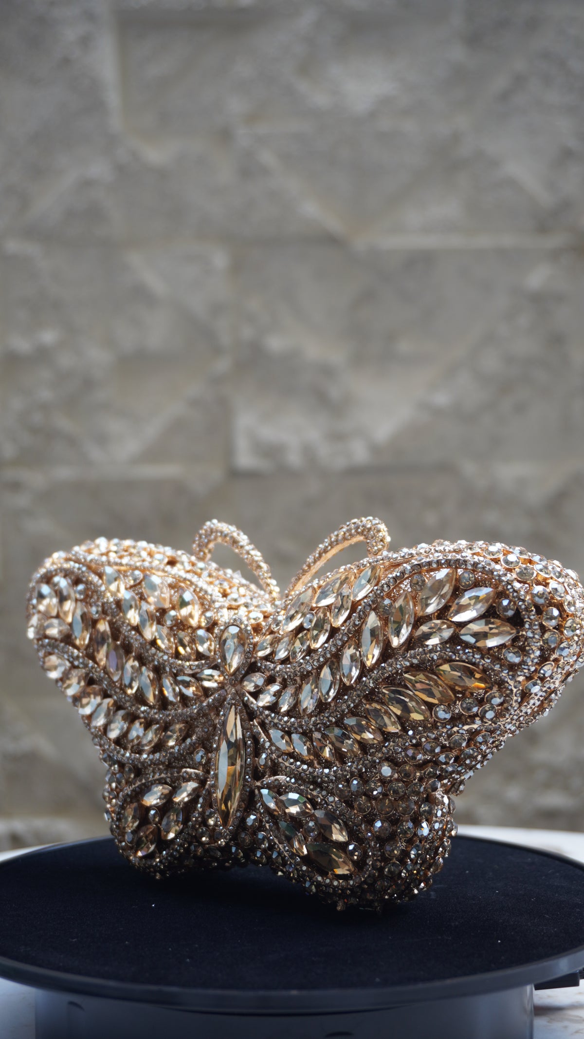 HER LABEL Golden Crystal Butterfly Handbag
