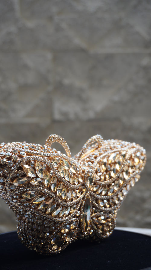 HER LABEL Golden Crystal Butterfly Handbag additional angled view