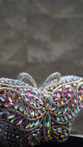 HER LABEL Pink and Silver Crystal Butterfly Handbag