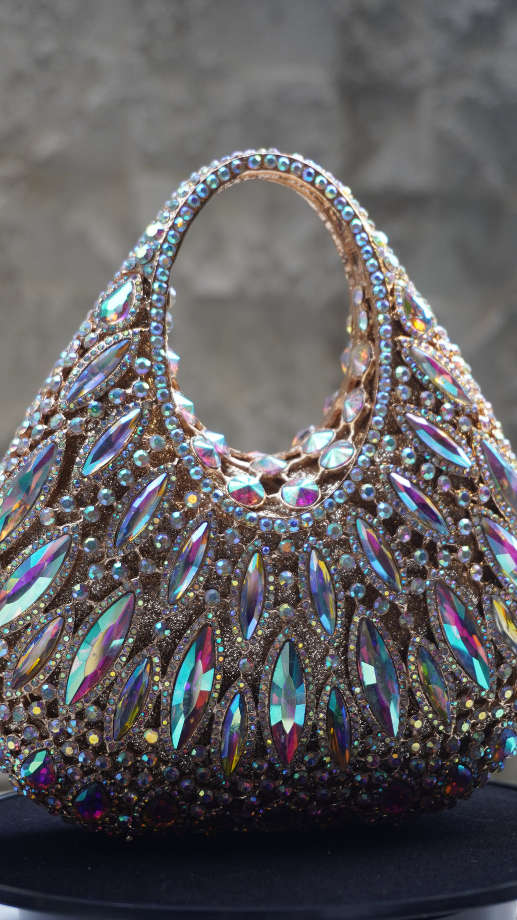 HER LABEL Multicolour Crystal Top Handle Handbag angled view