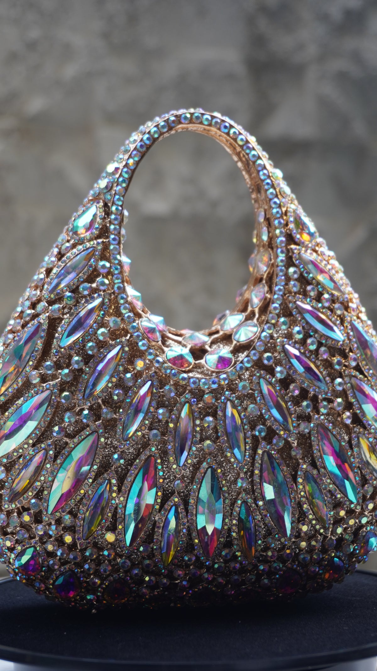 HER LABEL Multicolour Crystal Top Handle Handbag angled view
