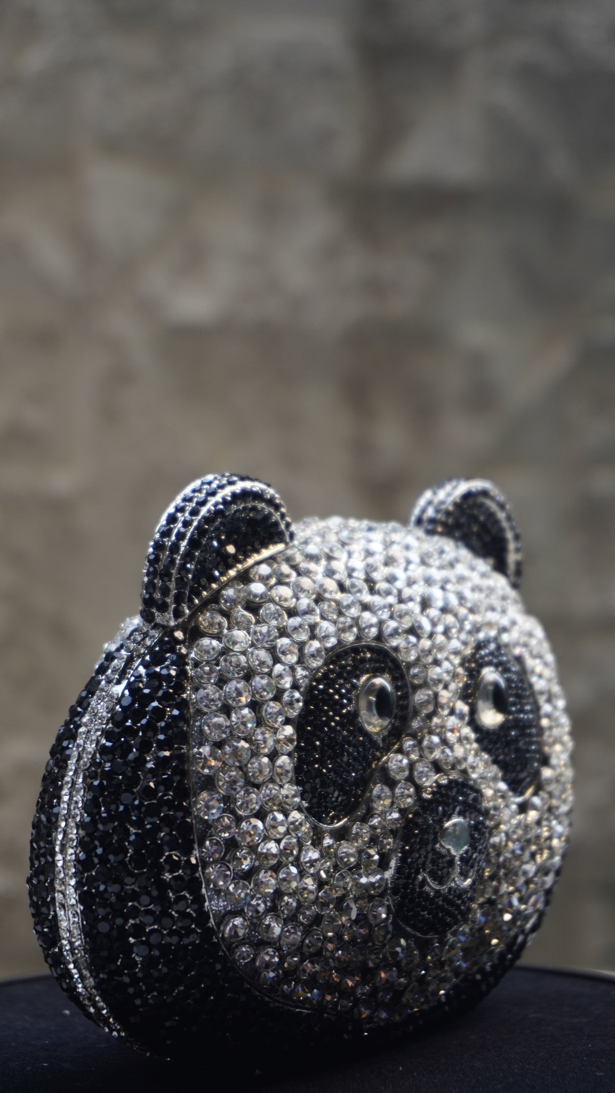 HER LABEL Panda Face Crystal Bag front detail
