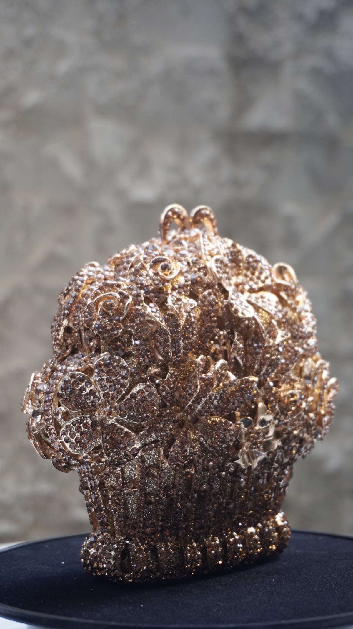 HER LABEL Golden Flower Bouquet Crystal Bag angled view