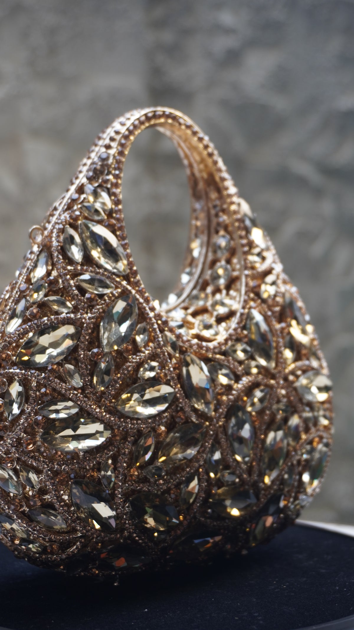 HER LABEL Golden Crystal Top Handle Handbag side view