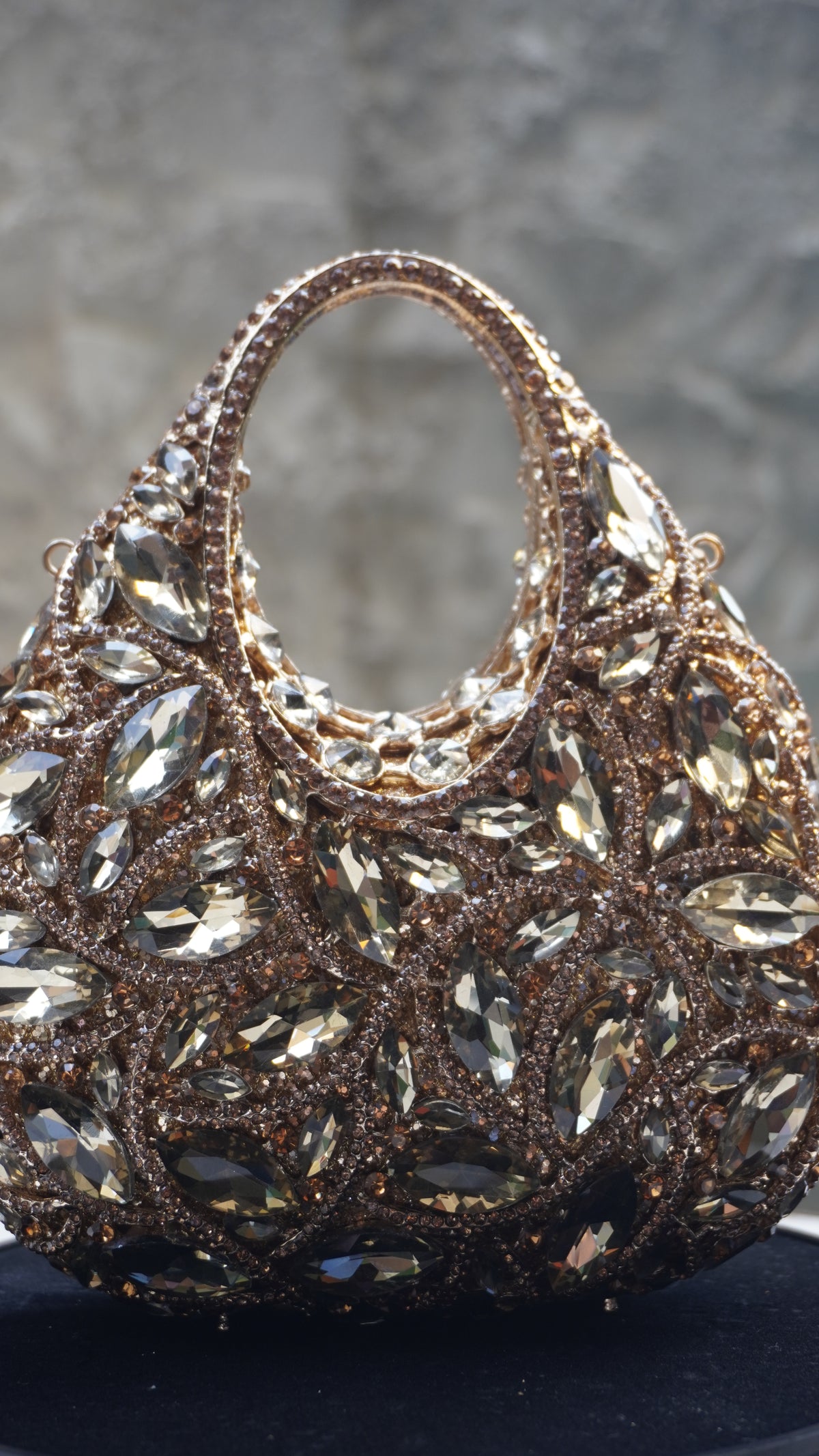 HER LABEL Golden Crystal Top Handle Handbag