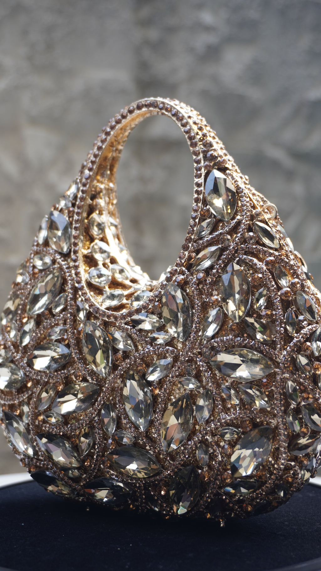 HER LABEL Golden Crystal Top Handle Handbag front view