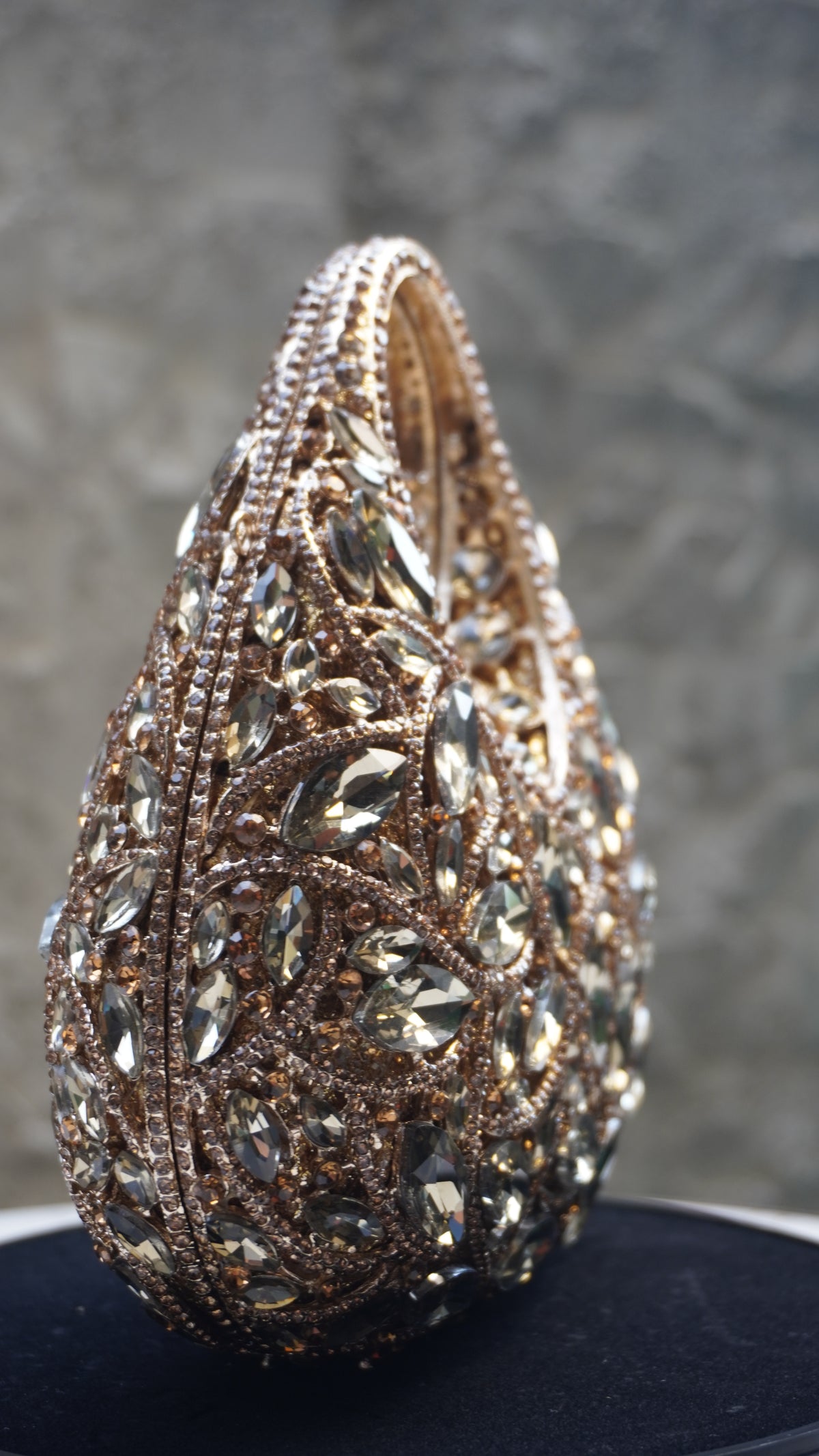 HER LABEL Golden Crystal Top Handle Handbag angled view