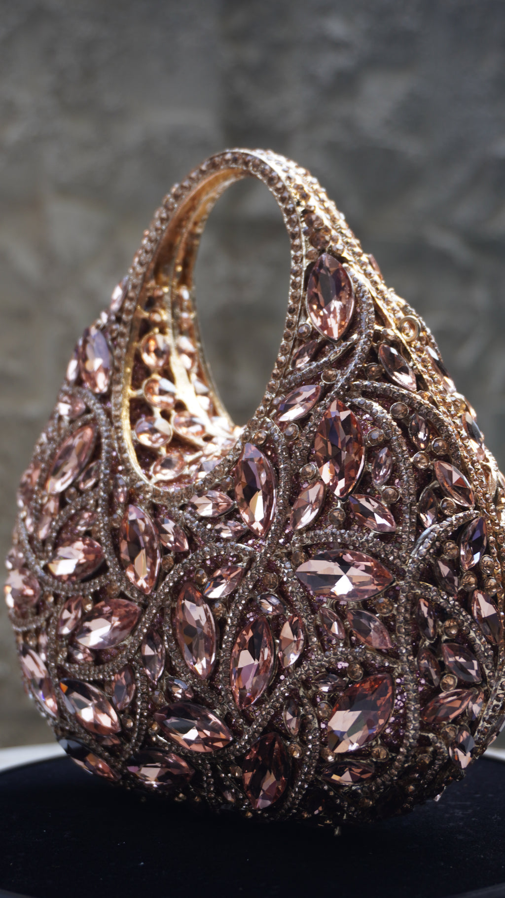 HER LABEL Rose Gold Crystal Top Handle Handbag