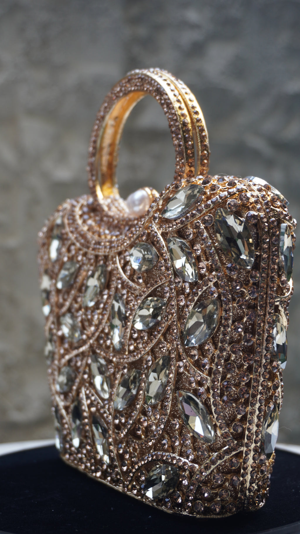 HER LABEL Golden Square Crystal Handbag