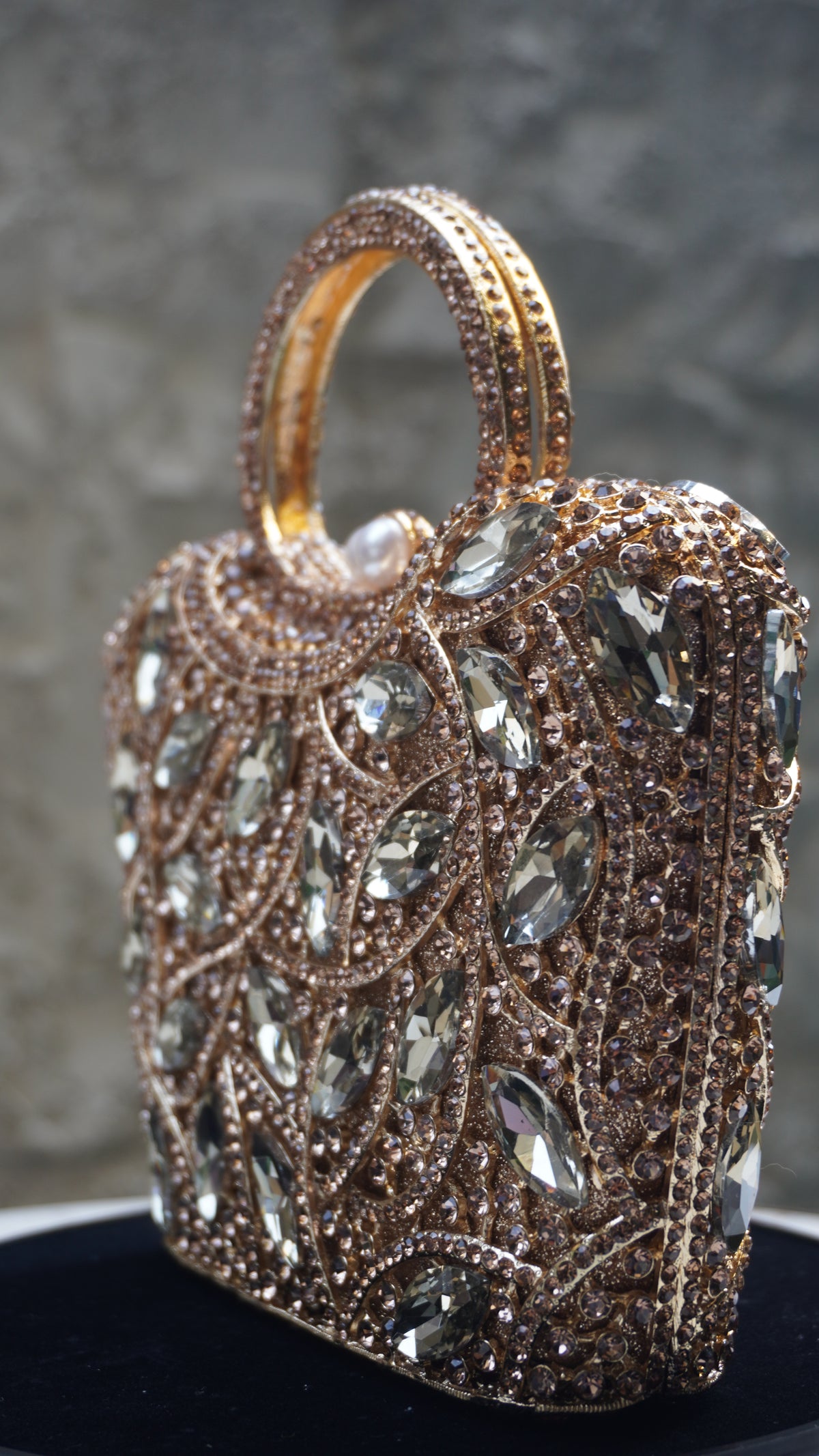 HER LABEL Golden Square Crystal Handbag