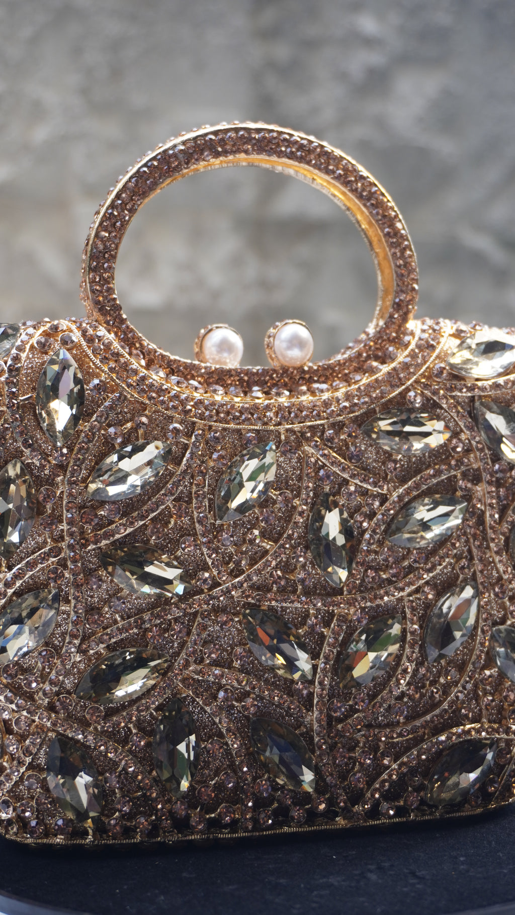 HER LABEL Golden Square Crystal Handbag