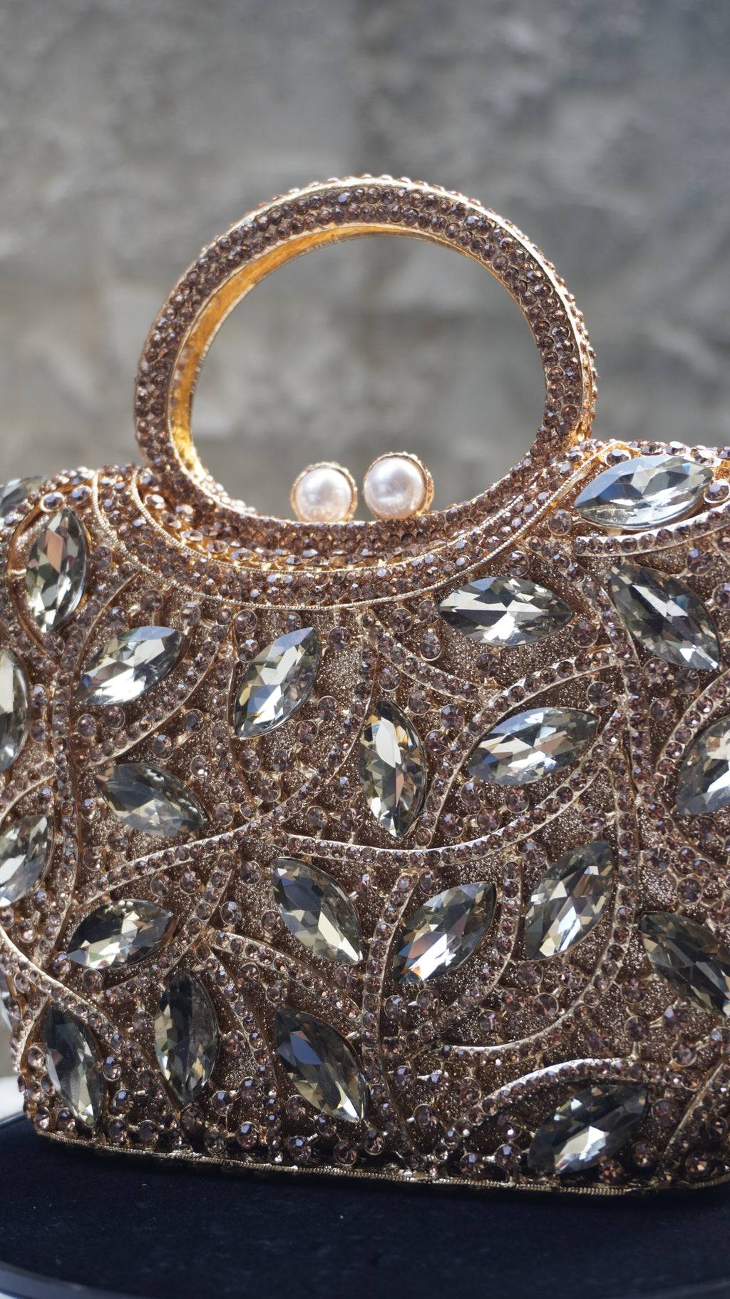 HER LABEL Golden Square Crystal Handbag