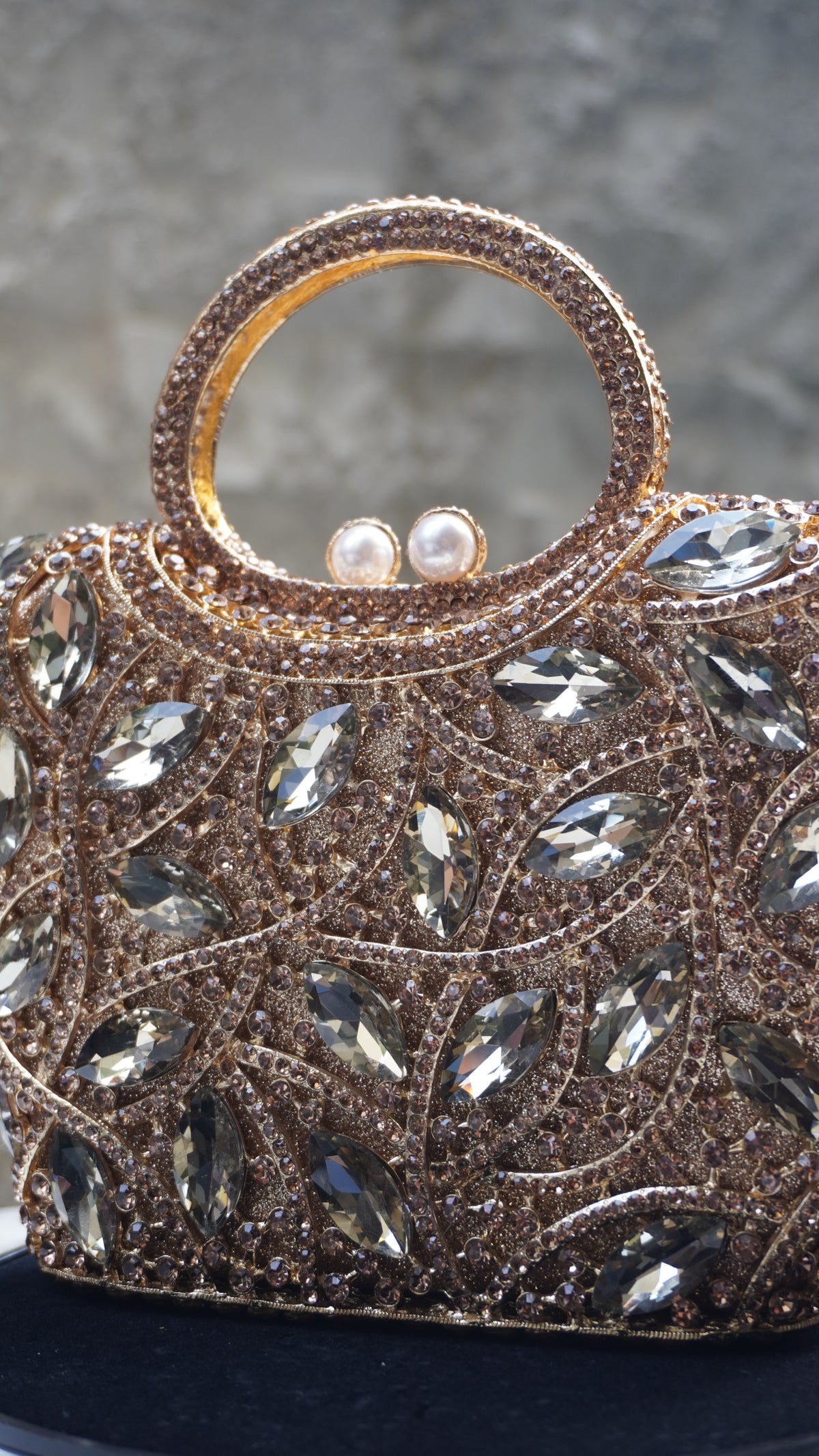 HER LABEL Golden Square Crystal Handbag