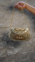 HER LABEL Brown U-Shaped Brass Clutch