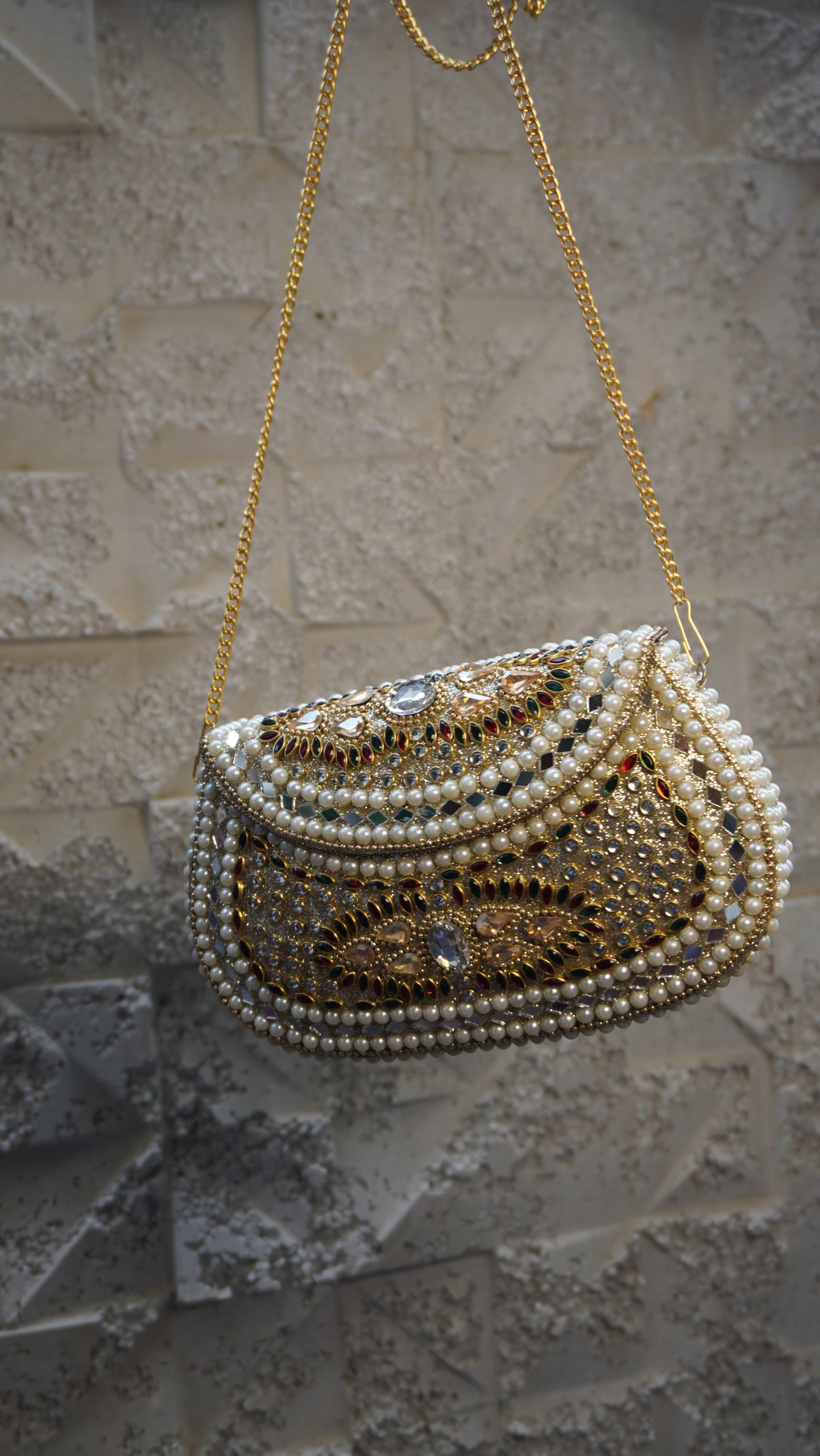 HER LABEL Pearl U-Shaped Brass Clutch additional view