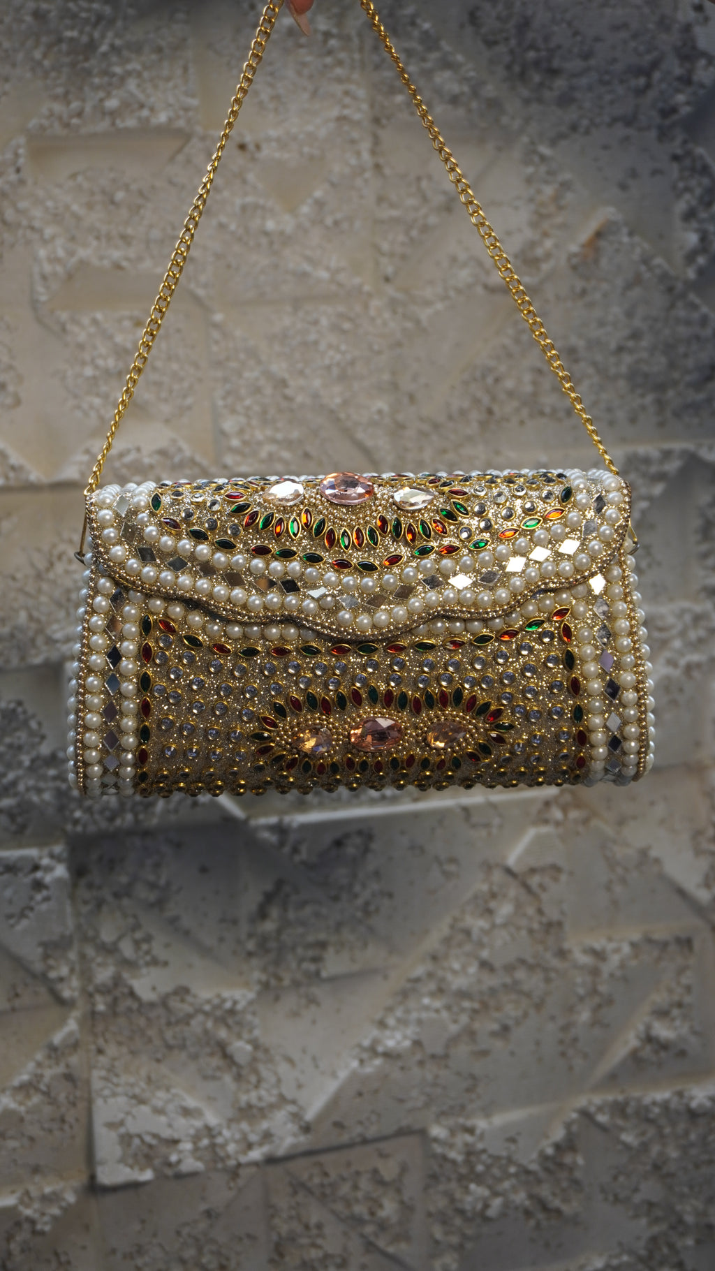 HER LABEL Rose Gold Wave-Shaped Brass Clutch