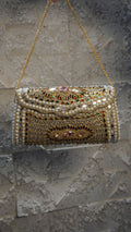 HER LABEL Rose Gold Wave-Shaped Brass Clutch