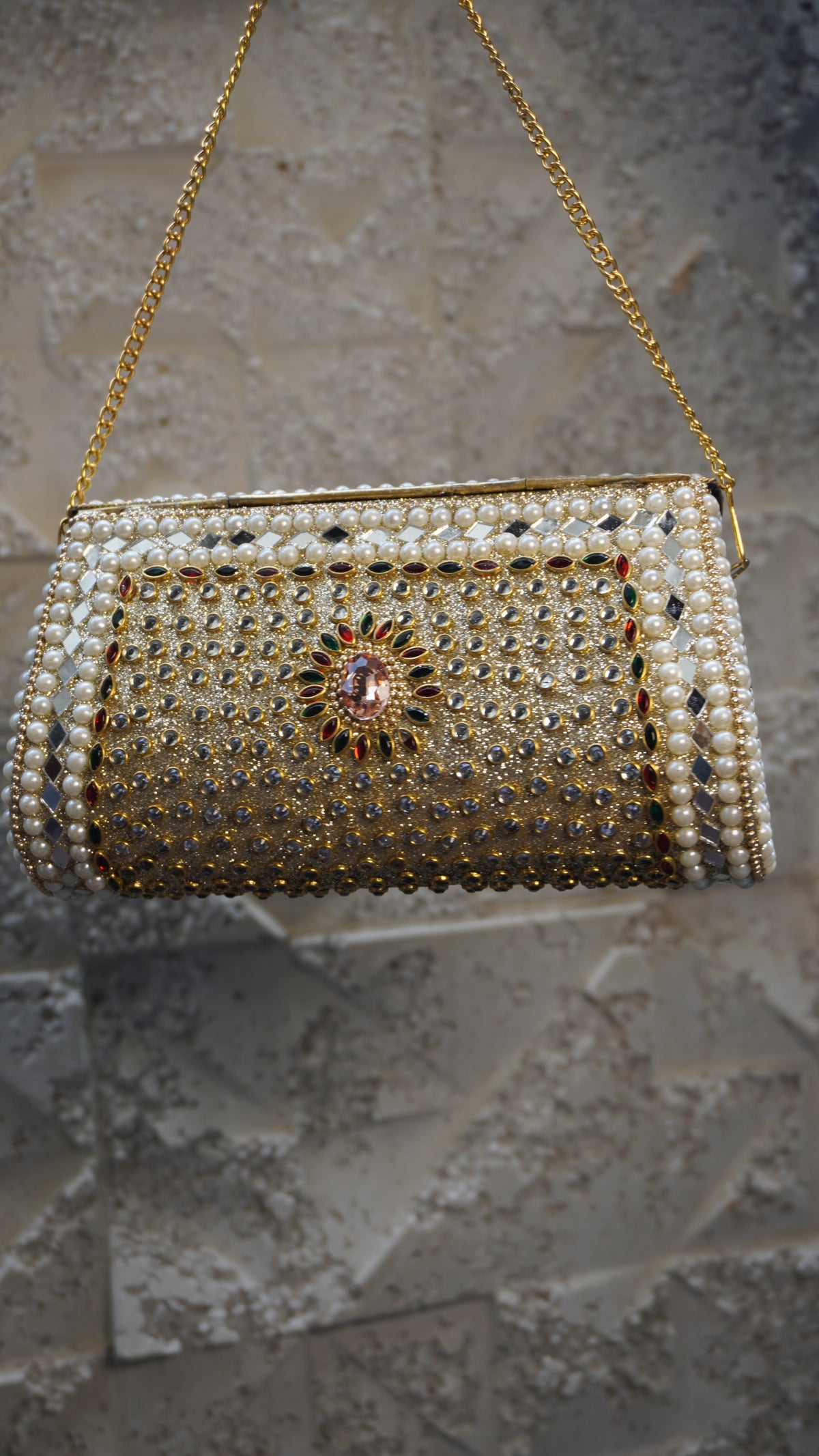 HER LABEL Rose Gold Wave-Shaped Brass Clutch additional view