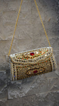 HER LABEL Red Stone Brass Clutch